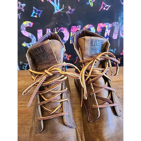 Frye Leather Boots Dakota Plain Toe Brown Mens 13 Lace Up Work Western main image 12